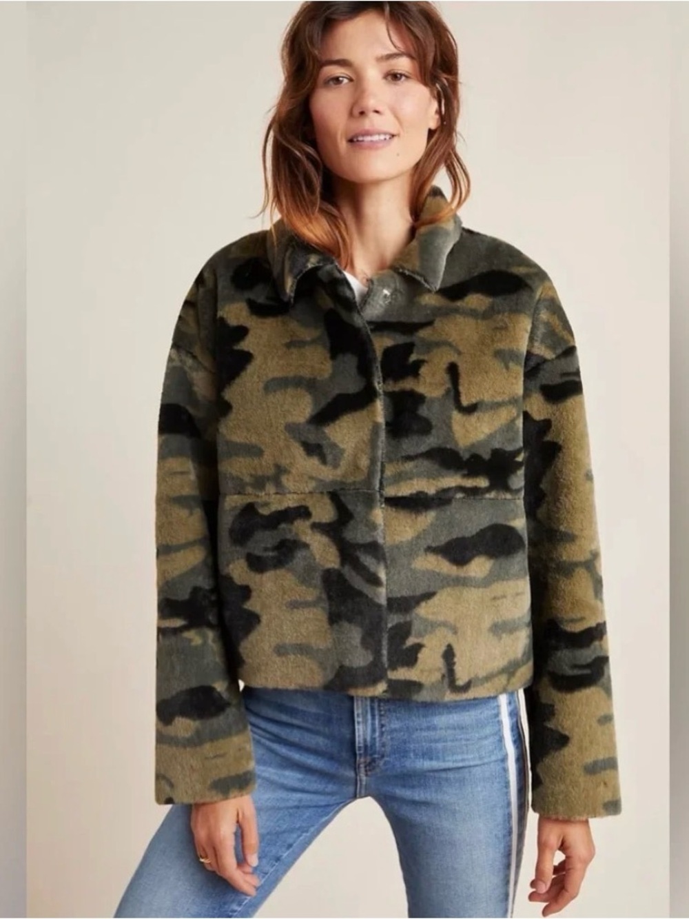 NVLT Camo Faux Fur Jacket L